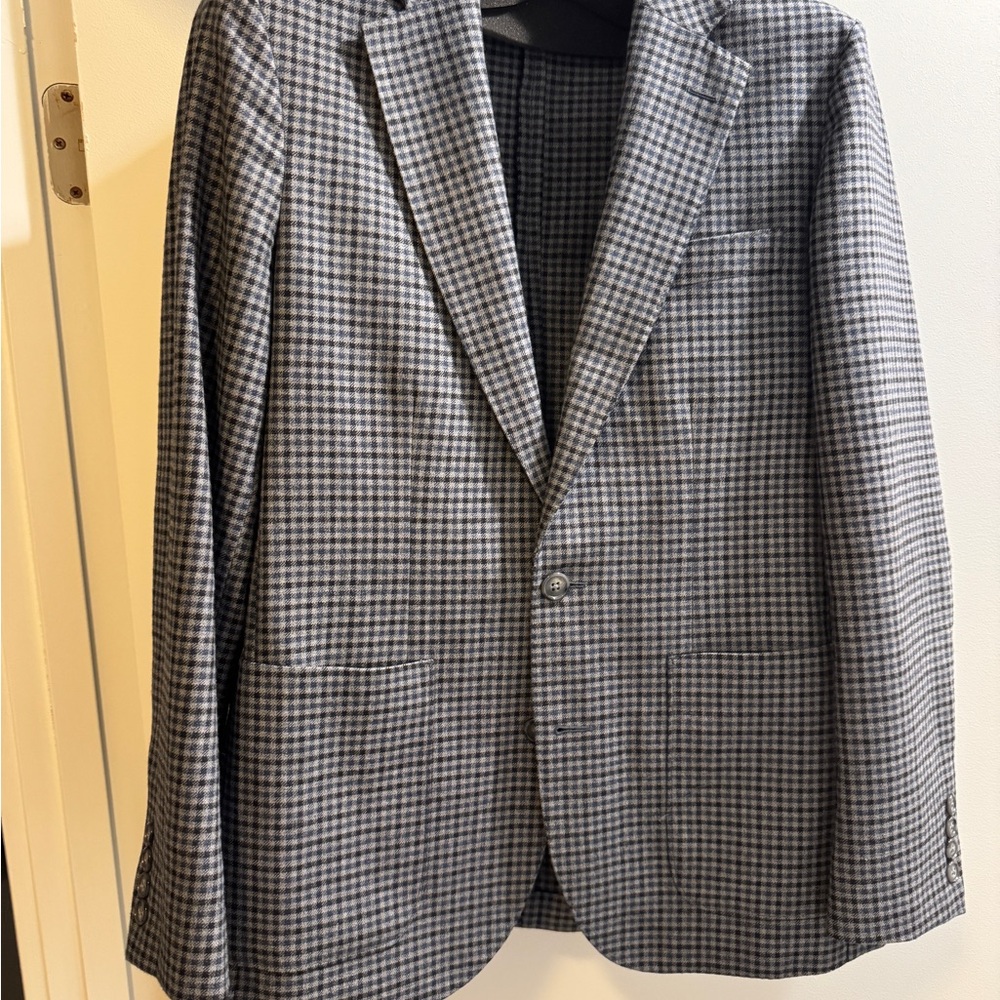J. Crew Men's Black and Gray Checkered Blazer